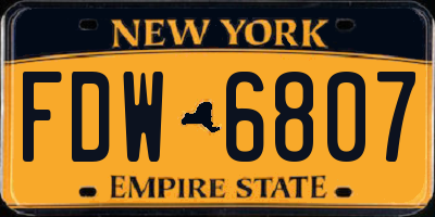 NY license plate FDW6807
