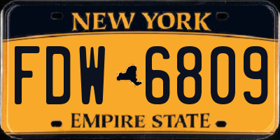 NY license plate FDW6809