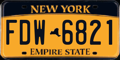 NY license plate FDW6821