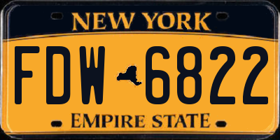 NY license plate FDW6822