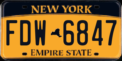 NY license plate FDW6847
