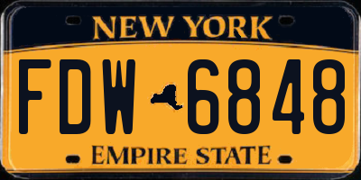 NY license plate FDW6848