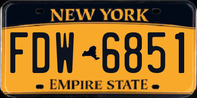 NY license plate FDW6851