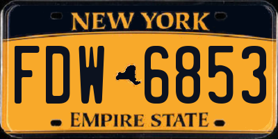 NY license plate FDW6853