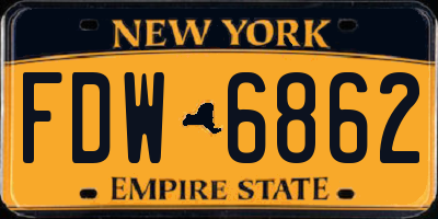 NY license plate FDW6862