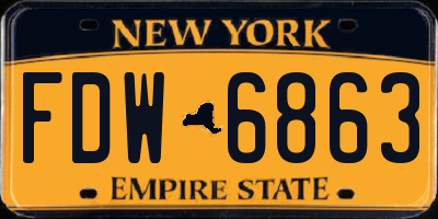 NY license plate FDW6863