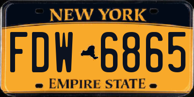 NY license plate FDW6865