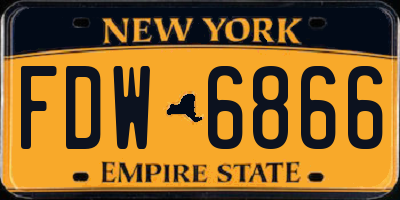NY license plate FDW6866