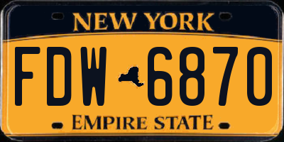 NY license plate FDW6870