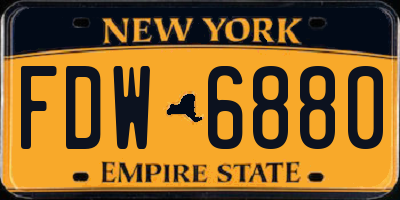 NY license plate FDW6880