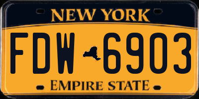 NY license plate FDW6903