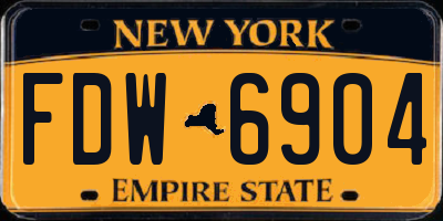 NY license plate FDW6904