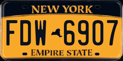 NY license plate FDW6907