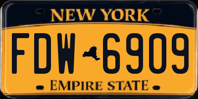 NY license plate FDW6909