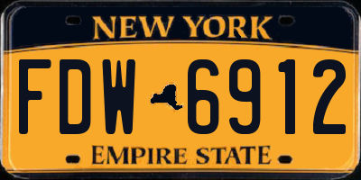 NY license plate FDW6912