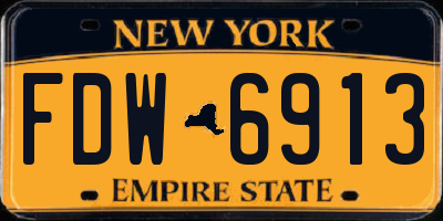 NY license plate FDW6913