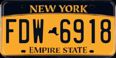NY license plate FDW6918