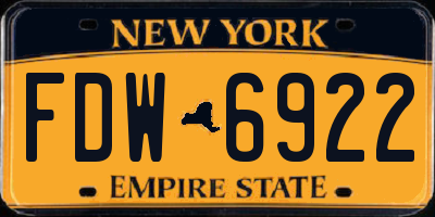 NY license plate FDW6922