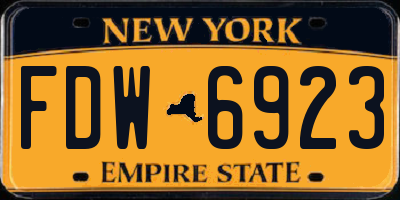 NY license plate FDW6923