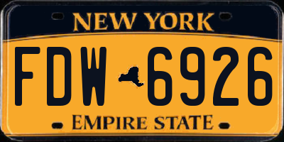 NY license plate FDW6926