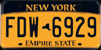 NY license plate FDW6929