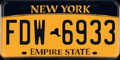 NY license plate FDW6933