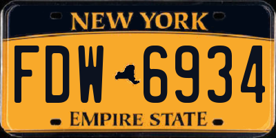 NY license plate FDW6934