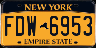 NY license plate FDW6953