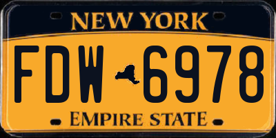NY license plate FDW6978