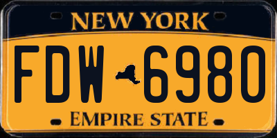 NY license plate FDW6980