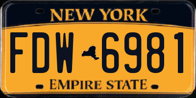 NY license plate FDW6981