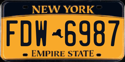 NY license plate FDW6987