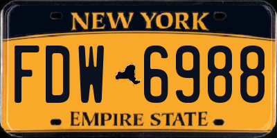NY license plate FDW6988