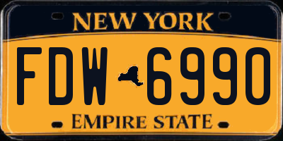 NY license plate FDW6990