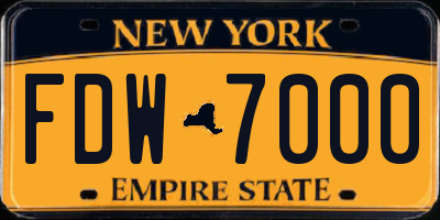 NY license plate FDW7000