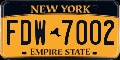 NY license plate FDW7002