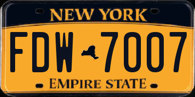 NY license plate FDW7007