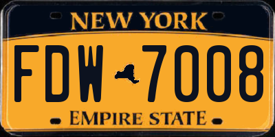 NY license plate FDW7008