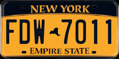 NY license plate FDW7011