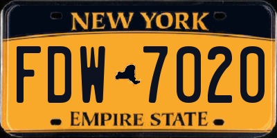 NY license plate FDW7020