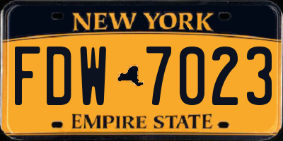 NY license plate FDW7023