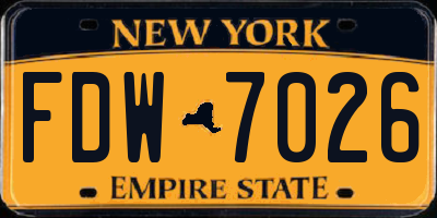NY license plate FDW7026