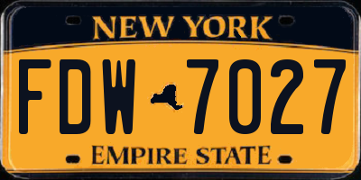 NY license plate FDW7027