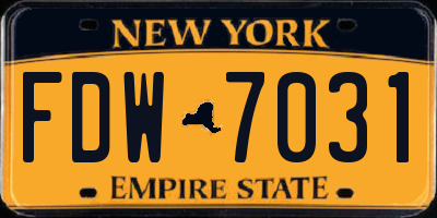 NY license plate FDW7031