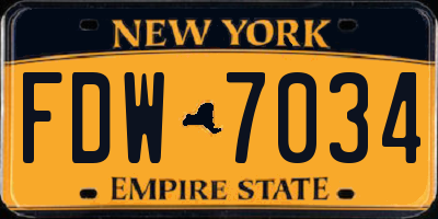 NY license plate FDW7034