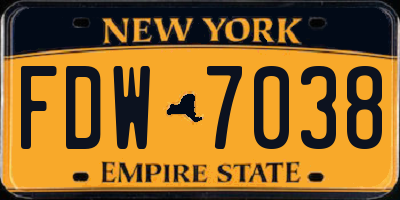 NY license plate FDW7038