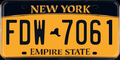 NY license plate FDW7061