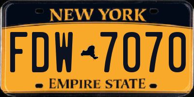 NY license plate FDW7070