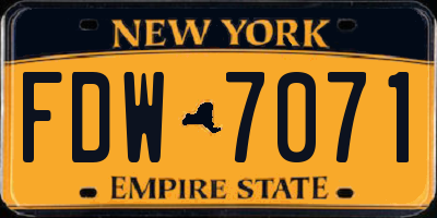 NY license plate FDW7071