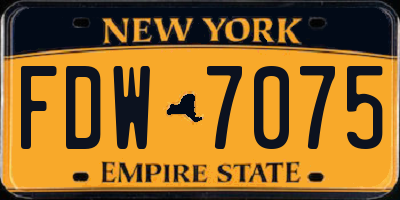 NY license plate FDW7075